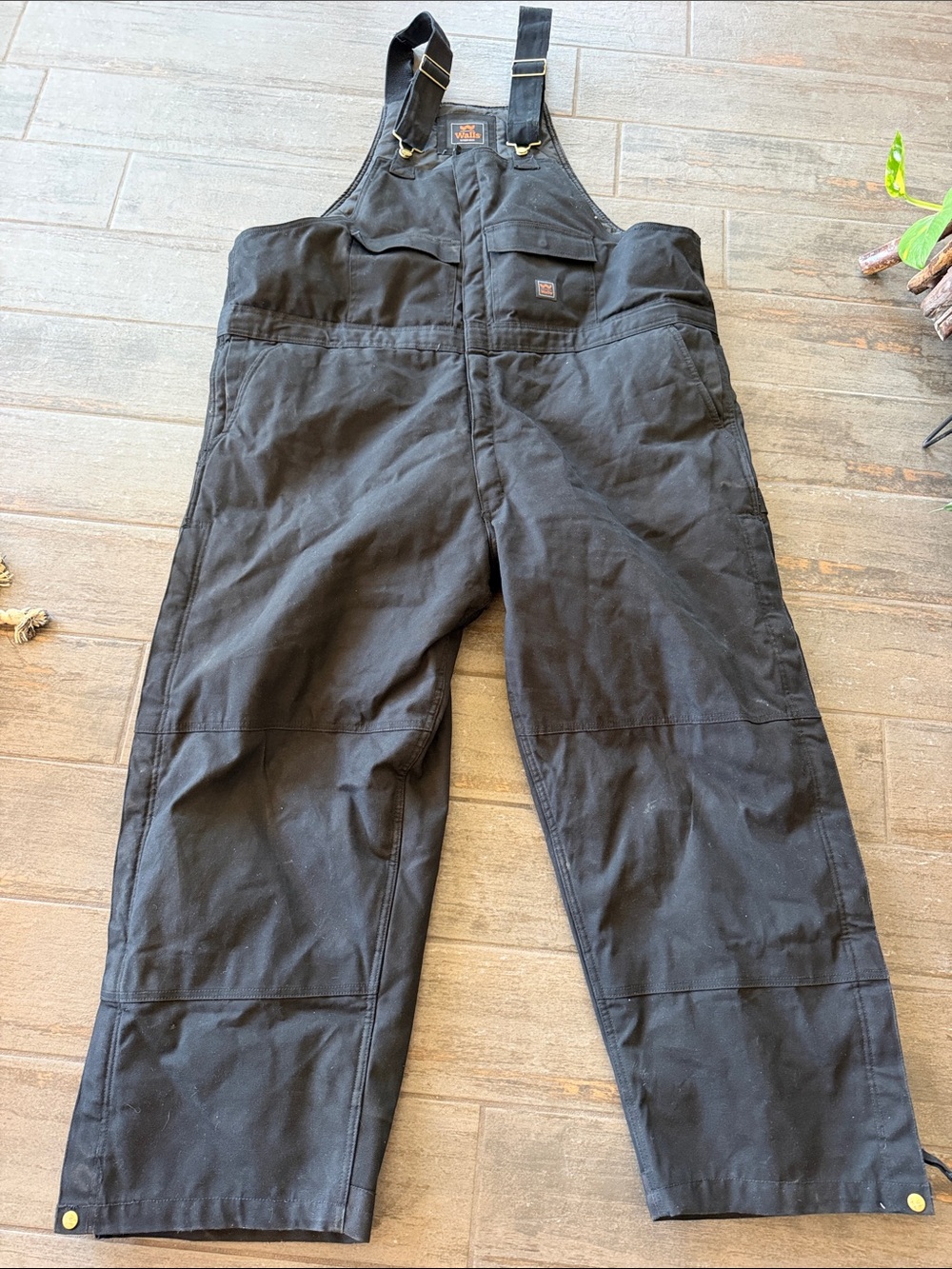 Walls Black Men's Cargo Overalls